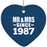 37th Anniversary Mr & Mrs Since 1987 - Heart Ornament