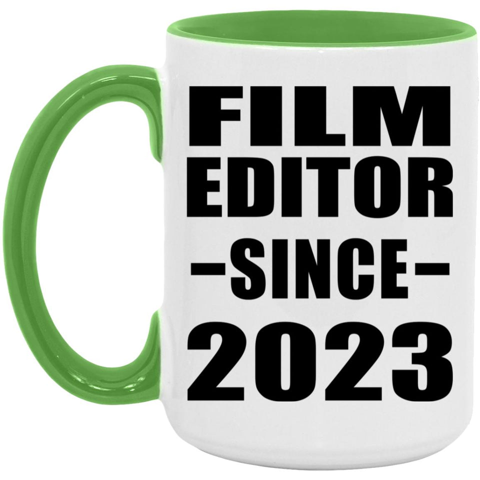 Film Editor Since 2023 - 15oz Accent Mug Green