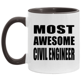 Most Awesome Civil Engineer - 11oz Accent Mug Black