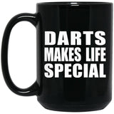 Darts Makes Life Special - 15oz Coffee Mug Black