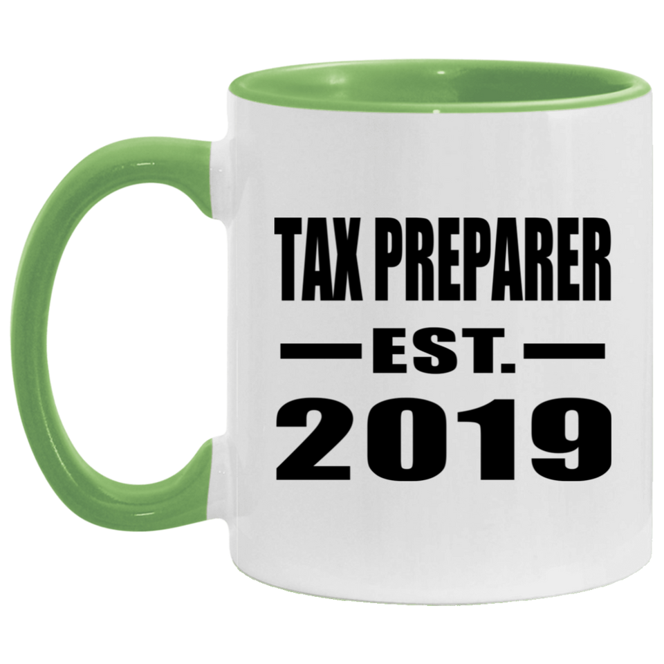 Tax Preparer Established EST. 2019 - 11oz Accent Mug Green