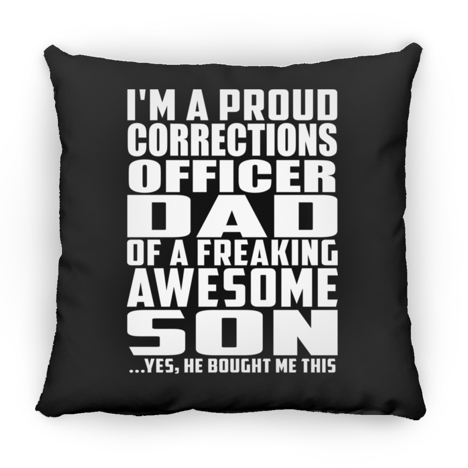 Proud Corrections Officer Dad Of Awesome Son - Throw Pillow Black