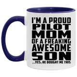 Proud Pilot Mom Of Awesome Son - 11oz Accent Mug Purple