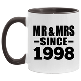 26th Anniversary Mr & Mrs Since 1998 - 11oz Accent Mug Black
