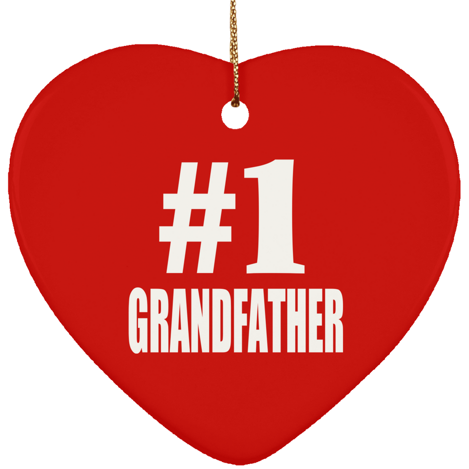 Number One #1 Grandfather - Heart Ornament