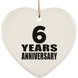6th Anniversary 6 Years - Heart Ornament