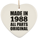 36th Birthday Made in 1988 All Parts Original - Heart Ornament