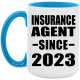Insurance Agent Since 2023 - 15oz Accent Mug Blue
