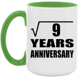 3rd Anniversary Square Root of 9 Years Anniversary - 15oz Accent Mug Green