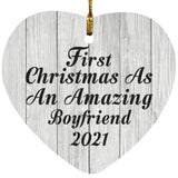 First Christmas As An Amazing Boyfriend 2021 - Heart Ornament F