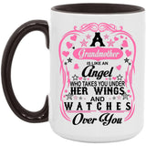 Grandmother Is An Angel Takes You Under Her Wings - 15oz Accent Mug Black