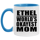 Ethel World's Okayest Mom - 11oz Accent Mug Blue