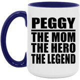 Peggy The Mom The Hero The Legend - 15oz Accent Mug Purple