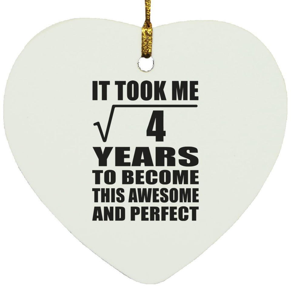 2nd Birthday Took Square Root of 4 Years To Awesome - Heart Ornament