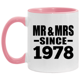46th Anniversary Mr & Mrs Since 1978 - 11oz Accent Mug Pink