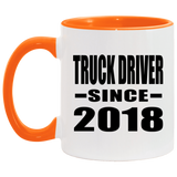 Truck Driver Since 2018 - 11oz Accent Mug Orange
