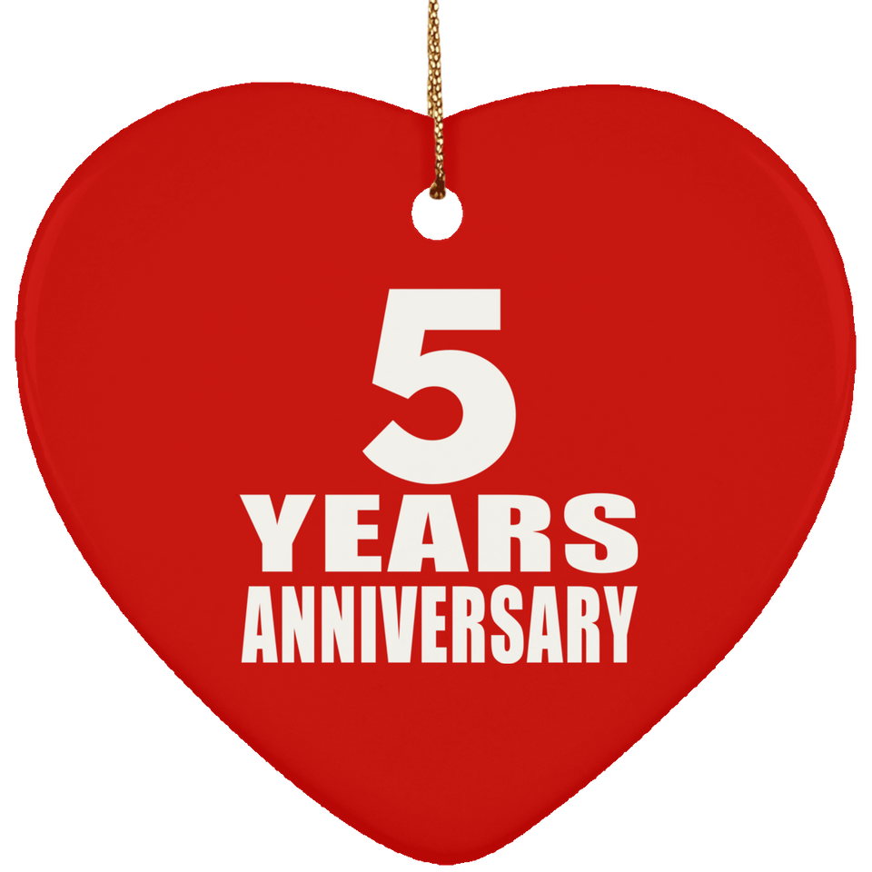 5th Anniversary 5 Years - Heart Ornament