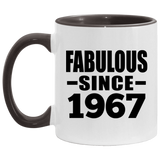 57th Birthday Fabulous Since 1967 - 11oz Accent Mug Black