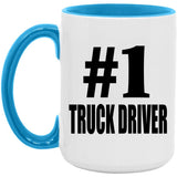 Number One #1 Truck Driver - 15oz Accent Mug Blue