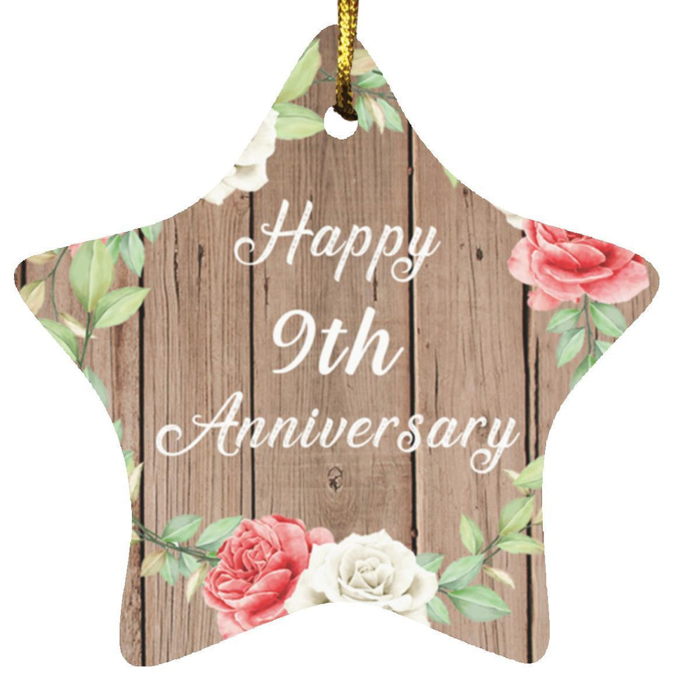 Happy 9th Anniversary - Star Ornament B