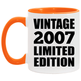 17th Birthday Vintage 2007 Limited Edition - 11oz Accent Mug Orange