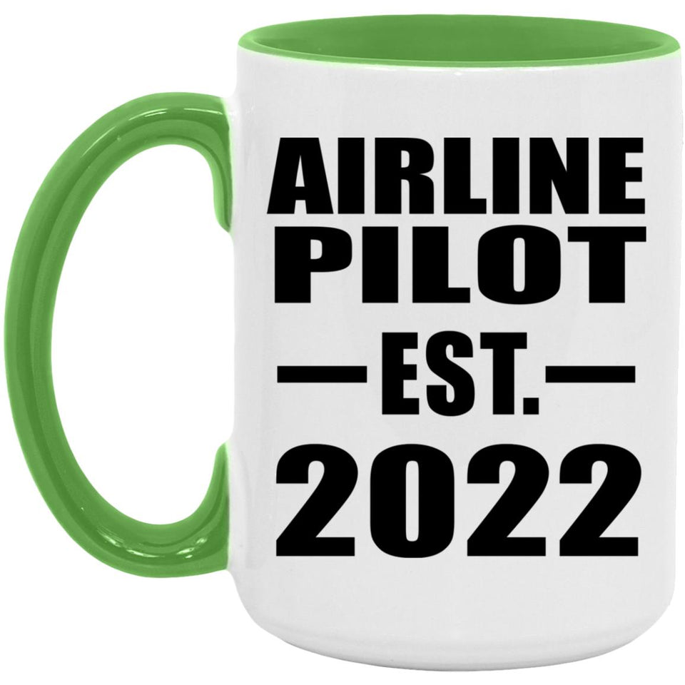 Airline Pilot Established EST. 2022 - 15oz Accent Mug Green