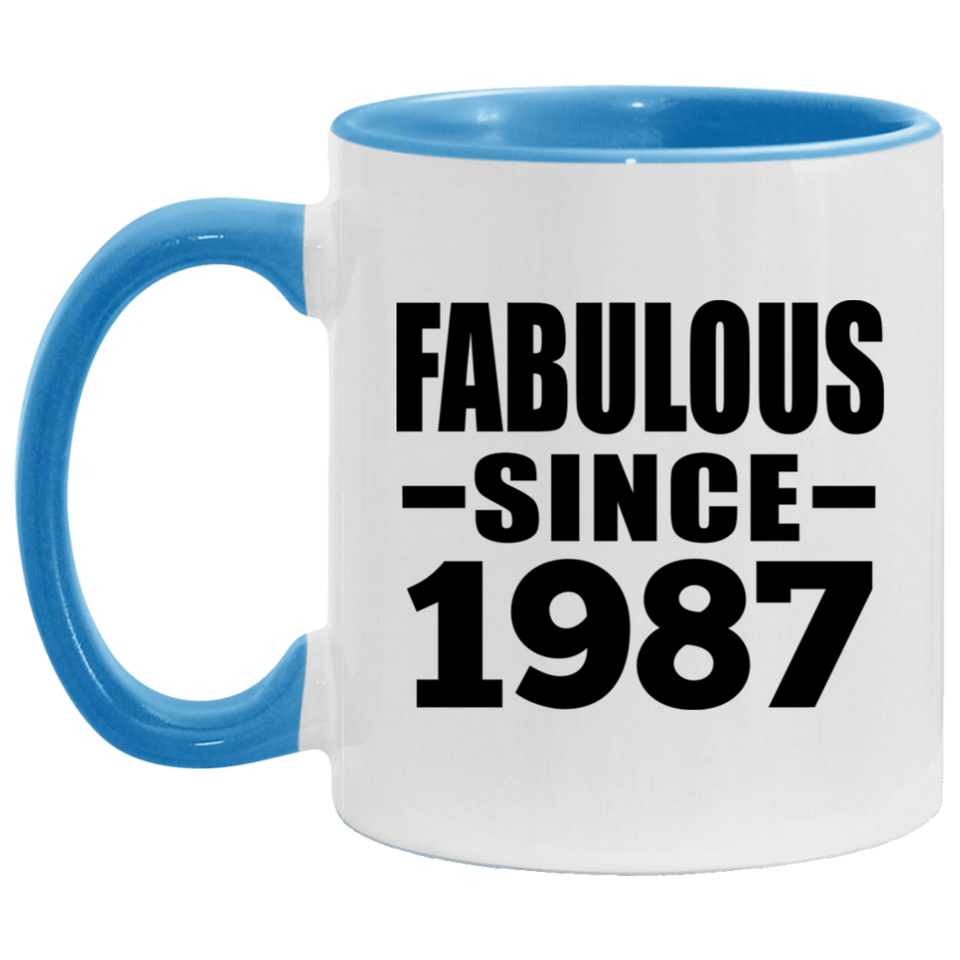37th Birthday Fabulous Since 1987 - 11oz Accent Mug Blue