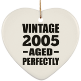 19th Birthday Vintage 2005 Aged Perfectly - Heart Ornament