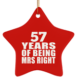 57th Anniversary 57 Years Of Being Mrs Right - Star Ornament