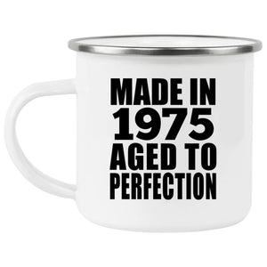49th Birthday Made In 1975 Aged to Perfection - 12oz Camping Mug