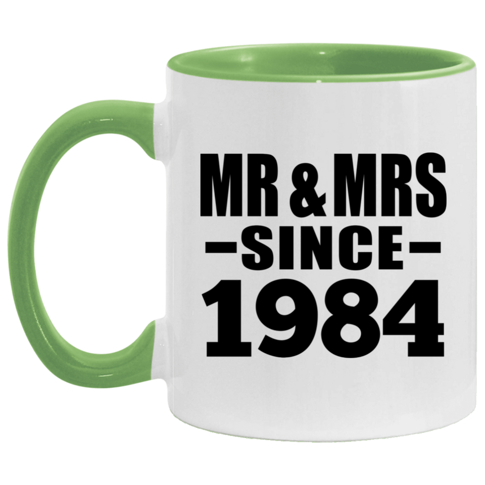40th Anniversary Mr & Mrs Since 1984 - 11oz Accent Mug Green