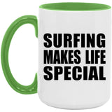 Surfing Makes Life Special - 15oz Accent Mug Green