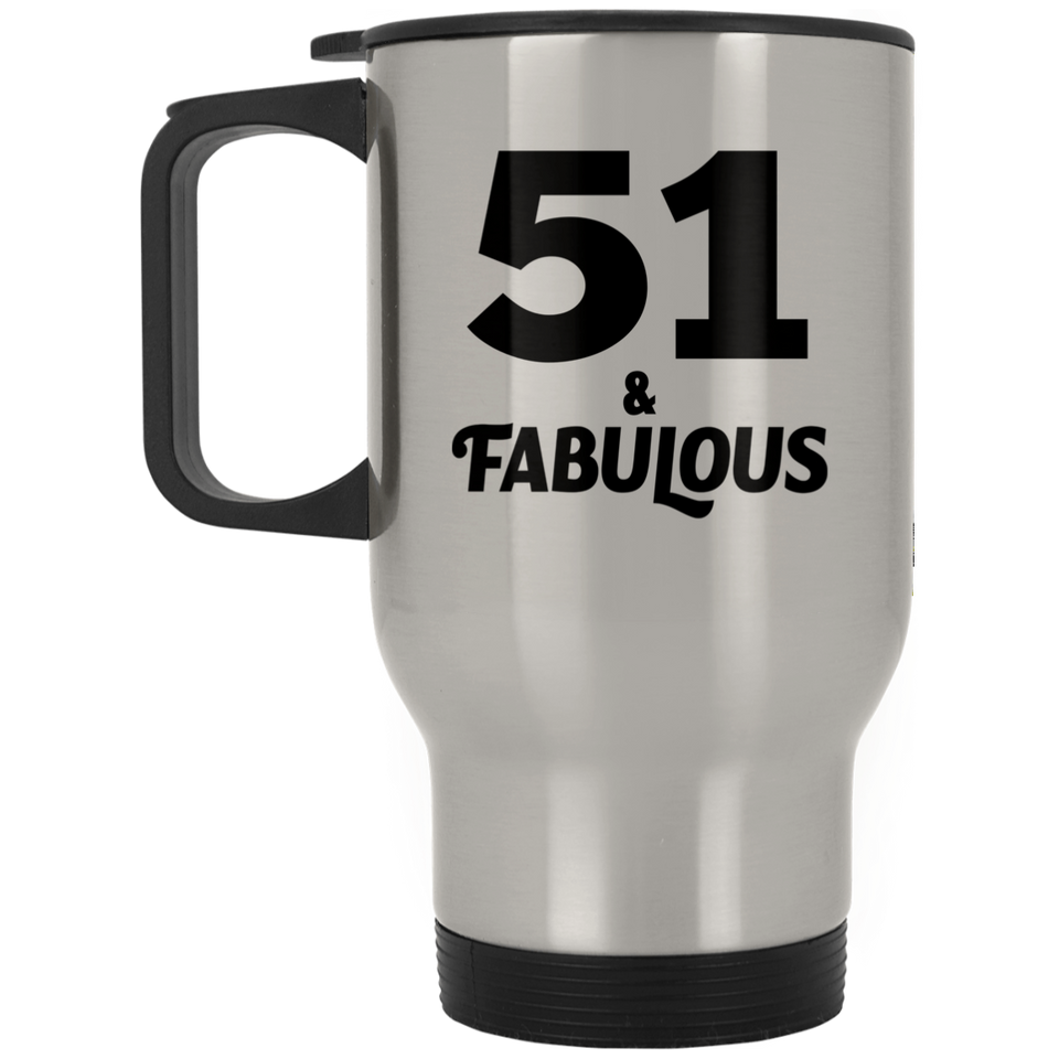 51st Birthday 51 & Fabulous - Silver Travel Mug