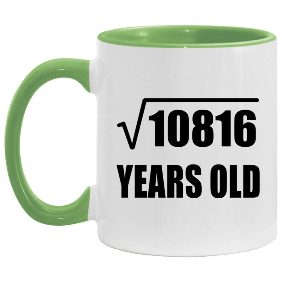 104th Birthday Square Root of 10816 Years Old - 11oz Accent Mug Green