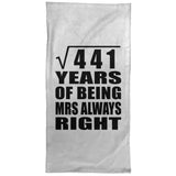 21st Anniversary Square Root of 441 Years Mrs Always Right - Hand Towel