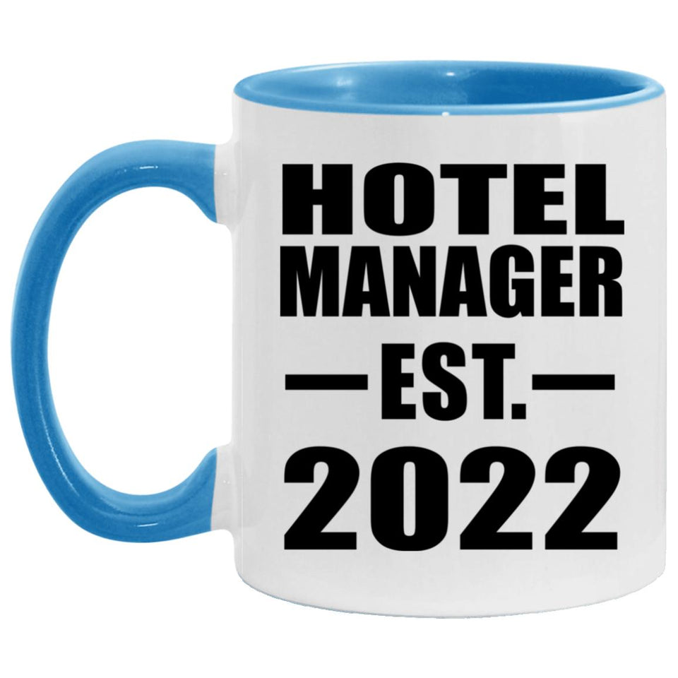 Hotel Manager Established EST. 2022 - 11oz Accent Mug Blue