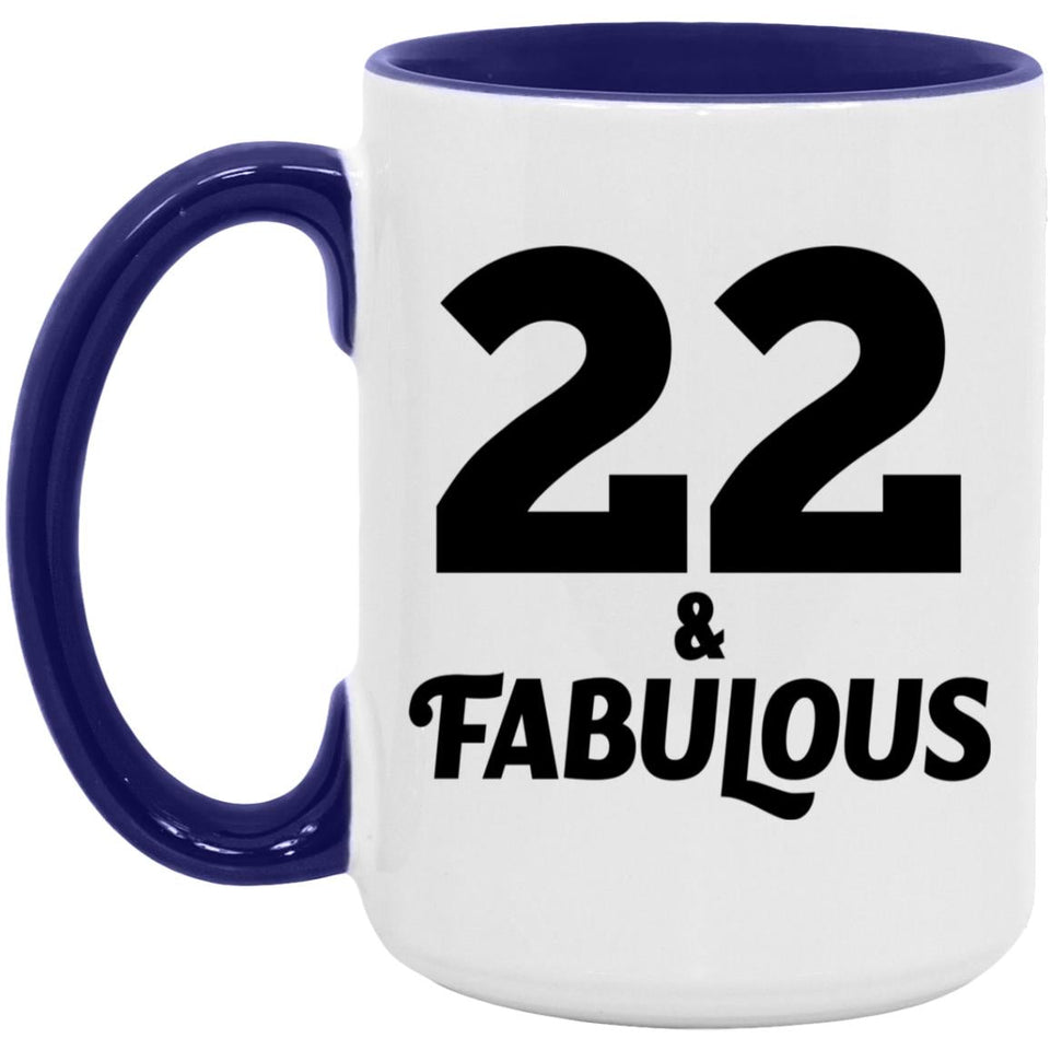 22nd Birthday 22 & Fabulous - 15oz Accent Mug Purple