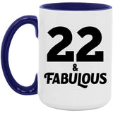 22nd Birthday 22 & Fabulous - 15oz Accent Mug Purple