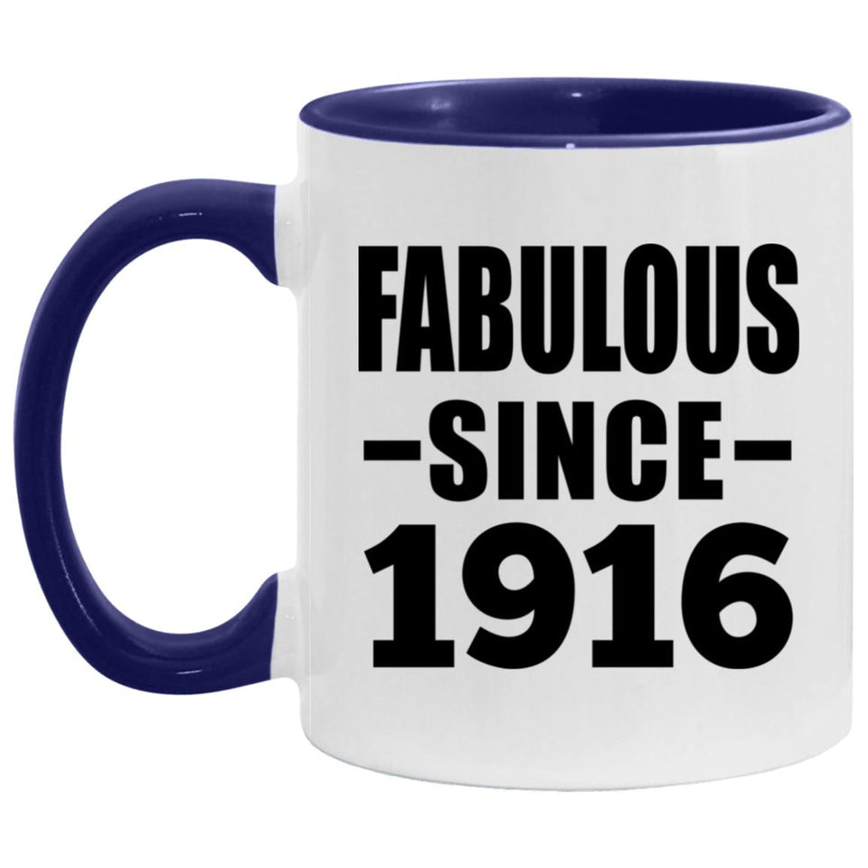 108th Birthday Fabulous Since 1916 - 11oz Accent Mug Purple