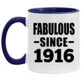 108th Birthday Fabulous Since 1916 - 11oz Accent Mug Purple