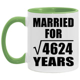 68th Anniversary Married For Square Root of 4624 Years - 11oz Accent Mug Green