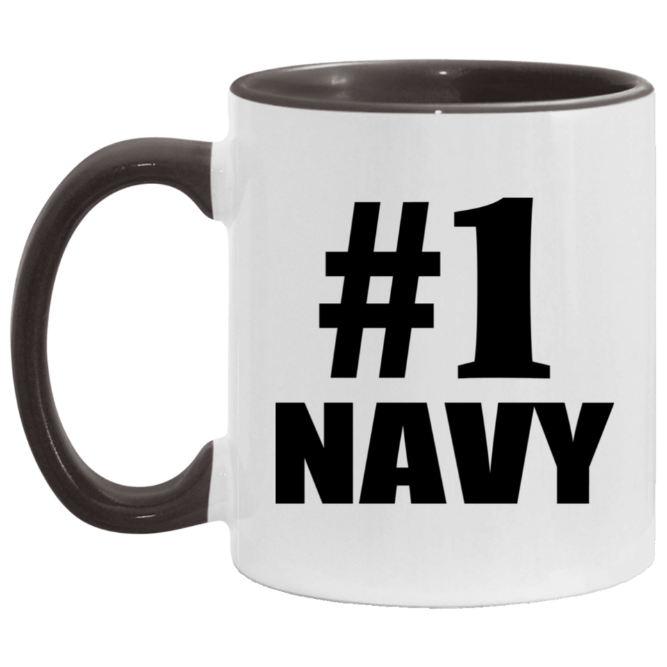 Number One #1 Navy - 11oz Accent Mug Black