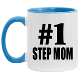 Number One #1 Step Mom - 11oz Accent Mug Blue