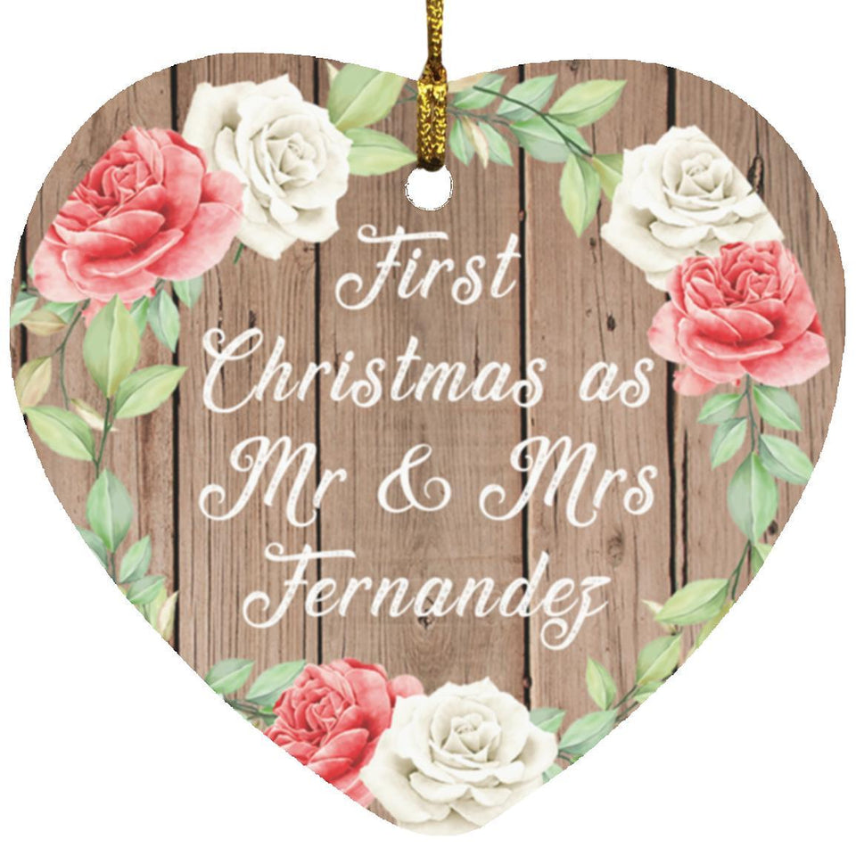 First Christmas As Mr & Mrs Fernandez - Heart Ornament B