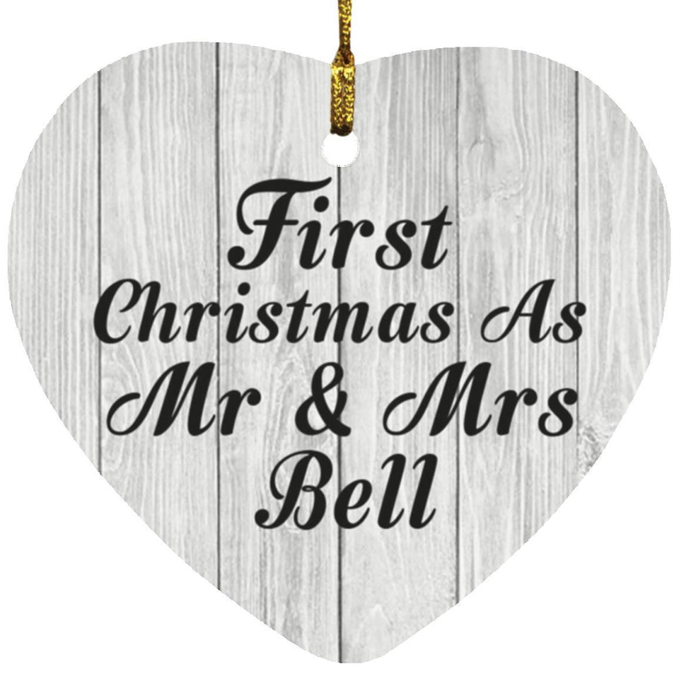 First Christmas As Mr & Mrs Bell - Heart Ornament F