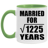 35th Anniversary Married For Square Root of 1225 Years - 11oz Accent Mug Green