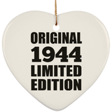 80th Birthday Original 1944 Limited Edition - Heart Ornament