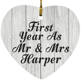 First Year As Mr & Mrs Harper - Heart Ornament F