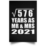 24th Anniversary Square Root of 576 Years As Mr & Mrs 2021 - Poster Portrait