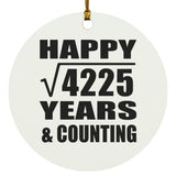 Happy 65th Anniversary Square Root of 4225 Years & Counting - Circle Ornament